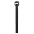 Black nylon cable tie for bundling and securing cables in outdoor and indoor applications. Nominal length 8 in, maximum bundle diameter 2 in, width 0.14 in. UV-resistant for outdoor use. Pack of 100.