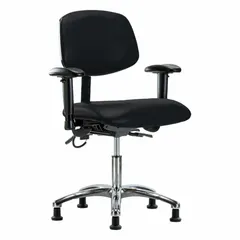 Vinyl ESD Chair with Arms, Adjustable Height 19-24 in, Aluminum Base