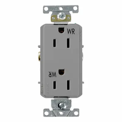 LEVITON Plugs and Receptacles: Duplex, 5-15, Gray, 125V AC, 15 A, 2 Pole / 3 Wire (MPN WDR15-GY) - General Purpose Receptacles