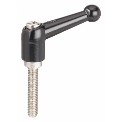 KIPP Adjustable Handle: Zinc w/ SS Thread, M6 - Ball-Style Adjustable Handles with Threaded Stud
