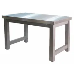 This open-base workstation features a stainless steel top measuring 72 inches by 36 inches with a black frame. It supports an overall load capacity of 20,000 pounds, making it suitable for heavy industrial assembly, maintenance, and testing applications.