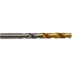 General purpose cobalt jobber-length drill bit with a 135° split point and TiN coating. Suitable for drilling in hard materials such as stainless steel and alloy steels. The split point reduces walking, and the coating extends tool life.