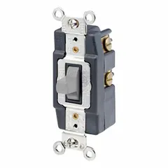 Single-pole momentary toggle wall switch rated 15 A at 120/277V AC. Non-illuminated, gray finish. Used for temporary control of lighting or other loads in commercial and industrial settings.