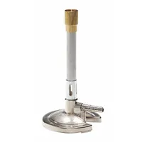 Natural gas Bunsen burner of flame stabilizer type. Provides a controlled flame with maximum output of 4,100 BTU and minimum of 800 BTU. Suitable for laboratory heating, sterilizing, or testing applications requiring stable, adjustable heat