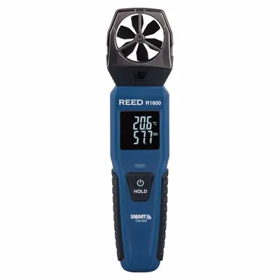 REED INSTRUMENTS Anemometer: 1 fpm Air Velocity Resolution, Relative Humidity, Rotating Vane - Rotating Vane Air Velocity Meters
