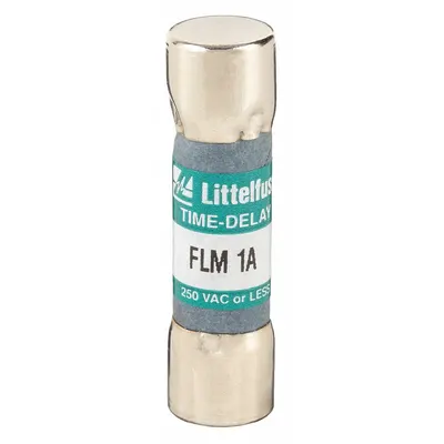 LITTELFUSE Fuse: FLM Series, Midget, Time-Delay, 1 A, 250 V AC, 13/32 in x 1 1/2 in - Time-Delay Cylindrical Fuses