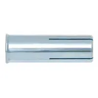 Steel drop-in anchor with 3/8 in diameter and 1 9/16 in overall length. Coarse 3/8-16 thread. Pack of 50. Used for fastening fixtures, conduit, and equipment into solid concrete or masonry