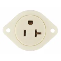BRYANT Flanged Receptacle: Single, 5-20, White, 125V AC, 20 A, 2 Pole / 3 Wire (MPN 5379)