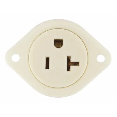 BRYANT Flanged Receptacle: Single, 5-20, White, 125V AC, 20 A, 2 Pole / 3 Wire (MPN 5379) - General Purpose Receptacles