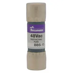 Fast-acting midget fuse rated 600 mA at 600 V AC. Measures 13/32 in x 1 3/8 in. Used for overcurrent protection in control panels, motor starters, and lighting circuits.