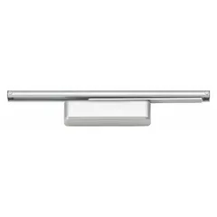 Standard arm-mount door closer for interior use. Grade 1 heavy-duty aluminum construction with adjustable spring size 3 and track arm. Length 10 5/16 inches. Controls door closing speed and latching for commercial doors in high-traffic areas.