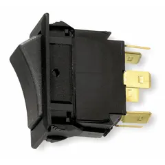 This rocker switch is a 3-position DPDT (Double Pole Double Throw) device with On/Off/On functionality. It is suitable for general-purpose switching applications in marine and industrial environments, such as controlling lighting, pumps, or auxiliary circuits.