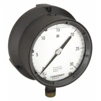 ASHCROFT Process Pressure Gauge: 0 psi to 30 psi, White, 4 1/2 in Dial, 1/2 in NPT Male, Bottom, 4X (MPN 451379ASL04L30#)