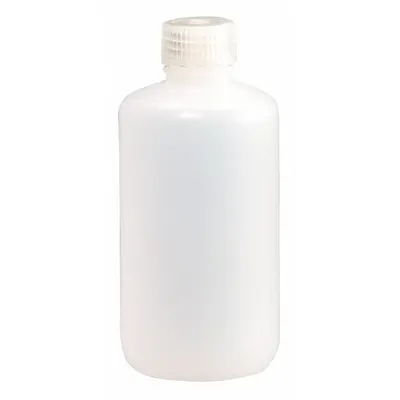 NALGENE Sampling Bottle: HDPE, 16 fl oz, 480 mL, Natural, 28-415 Screw Closure Size - HDPE Narrow Mouth Round Lab Bottles