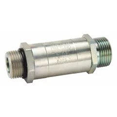 Steel high-flow check valve rated for 3000 psi and 65 gpm. Port size is 1 1/16 in with SAE O-Ring Boss and SAE O-Ring Face Seal connections. Used in hydraulic systems to permit flow in one direction and prevent backflow.
