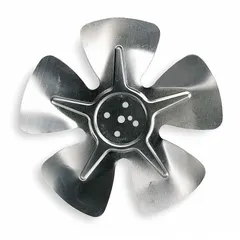This Dayton aluminum fan propeller has a diameter of 8 inches and features 6 blades. It is designed for clockwise-facing discharge operation, making it suitable for moving air across condensers or evaporators in HVAC and refrigeration systems.