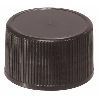 QORPAK Cap: 8 mm Dia, Black, Polypropylene, Unlined, 8-425 mm Screw Closure Size - Screw On Caps