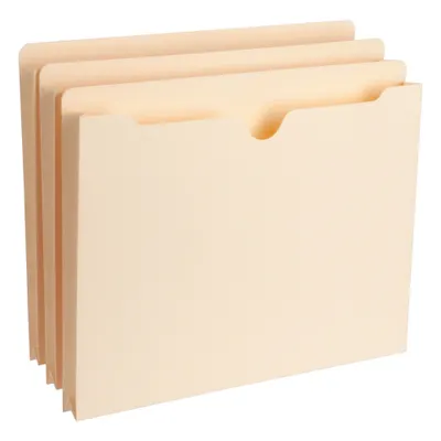 BUSINESS SOURCE File Jacket, 11 Pt Manila, 11 in H x 8 1/2 in W, Manila, 50 Pack - File Jackets