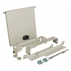 This steel interior mounting panel features a swing-out design for convenient access to mounted components within electrical enclosures. The powder-coated finish provides corrosion resistance. Overall dimensions are 16 inches in height and 16 inches in width.