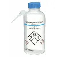 APPROVED VENDOR Wash Bottle: 500 mL, Bleach/Sodium Hypochlorite, Blue, Wide, Integrated Spout Spout