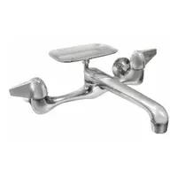 DOMINION FAUCETS Straight Kitchen Faucet: Silver, Brass, Widespread, Wall, 2 Mounting Holes, Chrome (MPN 77-8600)