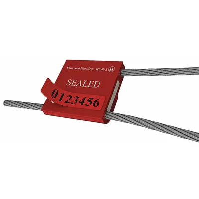 UNIVERSEAL Cable Seals: Red, Steel, 12 in Cable Lg, 1/8 in Cable Dia, Sequential - Adjustable-Length Cable Seals
