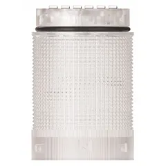 Flashing light module for the KombiSIGN 40 series. Operates at 24V DC with a clear lens. Overall diameter 40 mm, overall height 59 mm. Used to indicate machine status or alarms in industrial automation.