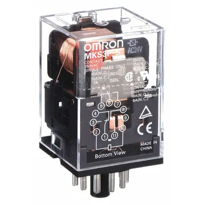 OMRON General Purpose Relay: Socket Mounted, 10 A Current Rating, 24V AC, 3PDT - Socket-Mounted Relays