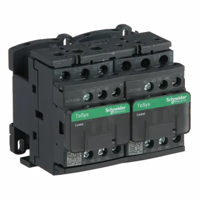 SCHNEIDER Magnetic Contactor: Reversing, 3 Poles, 3NO Contacts, 9 A - Reversing IEC Contactors