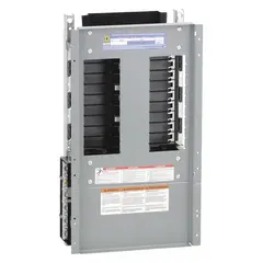 This 125 A main lug convertible panel interior features 18 spaces and a copper bus. It is compatible with EDB, EDG, and EDJ circuit breakers. The interior measures 21 inches in height and 10 7/16 inches in width. It is used for branch-circuit distribution in electrical systems.