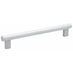 Fixed, non-recessed pull handle made of aluminum with a matte white finish. Features M8 threaded holes for mounting, a grip length of 18.5 inches, and a grip thickness of 1.18 inches. Suitable for use on industrial enclosures, machinery doors, and cabinets.