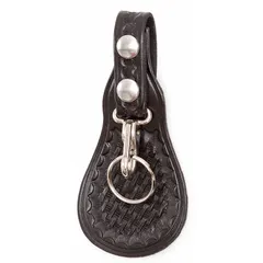 This black leather key holder and pouch is designed for carrying and organizing keys. It is suitable for use by maintenance technicians, facility managers, and industrial personnel requiring a functional key-carrying solution on the job site.