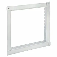This retaining angle is used to secure fire dampers in HVAC ductwork, ensuring proper positioning during a fire. Constructed from galvanized steel for corrosion resistance. Dimensions: 9 3/4 inches height, 9 3/4 inches width.