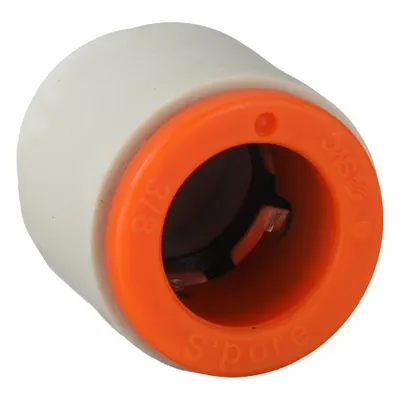 SMC Push-Fit Cap: 3/8 in OD Size, Push-to-Connect, Polybutylene Terephthalate - Polybutylene & Brass Tube Fittings