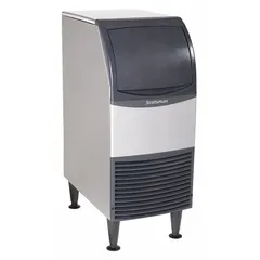 Air-cooled undercounter ice machine producing 80 lb of dice ice per day. Dimensions: 38 in H x 15 in W x 24 in D. Includes cord plug for installation. Suitable for commercial kitchens, bars, and hospitality settings requiring a compact ice supply.
