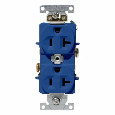 LEVITON Plugs and Receptacles: Duplex, 5-20, Blue, 125V AC, 20 A, 2 Pole / 3 Wire (MPN C5362-BU) - General Purpose Receptacles