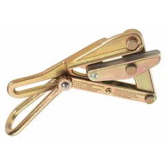 Cable pulling jaw grip designed for use with aircraft, EHS, guy strand, and messenger cables. Accommodates a minimum cable diameter of 0.12 inches. Suitable for tensioning and pulling applications in overhead line construction and maintenance.