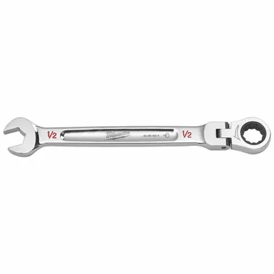 MILWAUKEE Combination Wrench: Chrome Vanadium Steel, Chrome, 1/2 in Head Size - SAE 12-Point Ratcheting Combination Wrenches