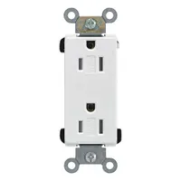 LEVITON Receptacle: Decorator Duplex, 5-15, White, 125V AC, 15 A, 2 Pole / 3 Wire (MPN TDR15-W)