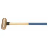 Non-Sparking Sledge Hammer: Bronze, Wood Handle, 10 lb Head Wt, 4 in Dia, 26 in Overall Lg, Bronze (MPN AM10BZWG)