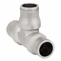LEGRIS Push-Fit Tee Fitting: 14 mm OD x 14 mm OD x 14 mm OD Size, Brass, 68 mm Overall Lg, Silver (MPN 3604 14 00)
