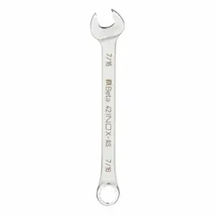 SAE spline combination wrench with 7/16 in head size and 5 3/4 in overall length. Natural finish. Used for tightening or loosening hex fasteners in maintenance, assembly, and repair tasks.