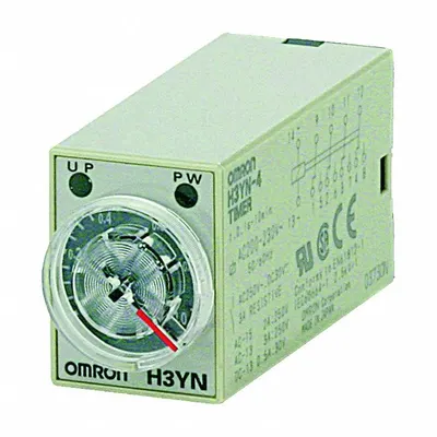 OMRON Timer: 24V DC, 0.1 sec – 1 sec (MPN H3YN-4 DC24). Key specifications — Brand: OMRON. - Panel-Mounted Relays