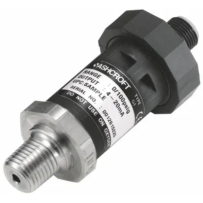 ASHCROFT Pressure Transmitter: 0 psi to 7,500 psi, 4 to 20mA DC, 4-Pin M12 Connector - Pressure Transmitters with 4-Pin M12 Connector