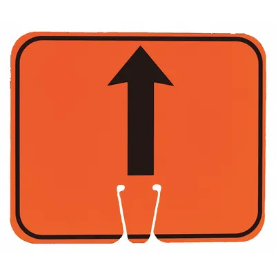 OEM Traffic Cone Sign: ABS Plastic, 10 3/8 in Ht, 12 3/4 in Lg, Arrow Up Symbol - Signs for Traffic Cones