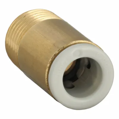 SMC Push-Fit Adapter Fitting: 6 mm OD x 1/8 in Pipe Size, Push-to-Connect x BSPT - Polybutylene & Brass Tube Fittings