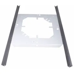 Ceiling support bracket for speakers with a center bracket design. Overall length of 14 1/2 inches. Used for mounting speakers in overhead installations.