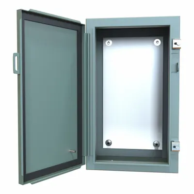 HAMMOND Electrical Enclosure: Steel, 20 in x 12 in x 8 in, NEMA 12/13, w/Panel - Steel Dust-Tight Enclosures