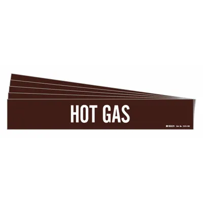 BRADY Pipe Marker: Hot Gas, Brown, White, Fits 8 in and Larger Pipe O.D., 1 Pipe Markers - Hot Gas Adhesive Pipe Markers