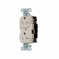 HUBBELL Receptacle: Duplex, 5-20, Light Almond, 125V AC, 20 A, 2 Pole / 3 Wire (MPN BR20STLATR)